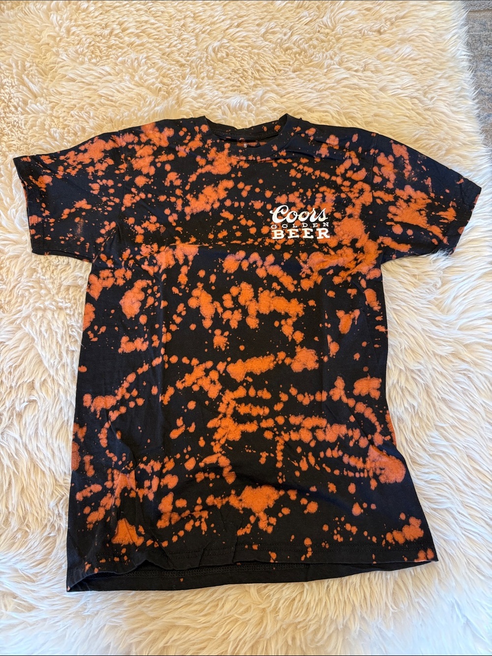 Coors Beer Black & Orange Tie-Dye Short Sleeve Tee